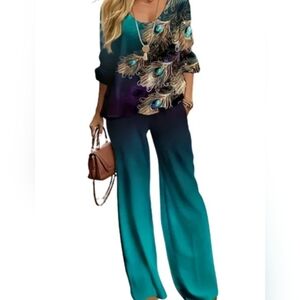 Gradient Peacock Pant Set size 2XL